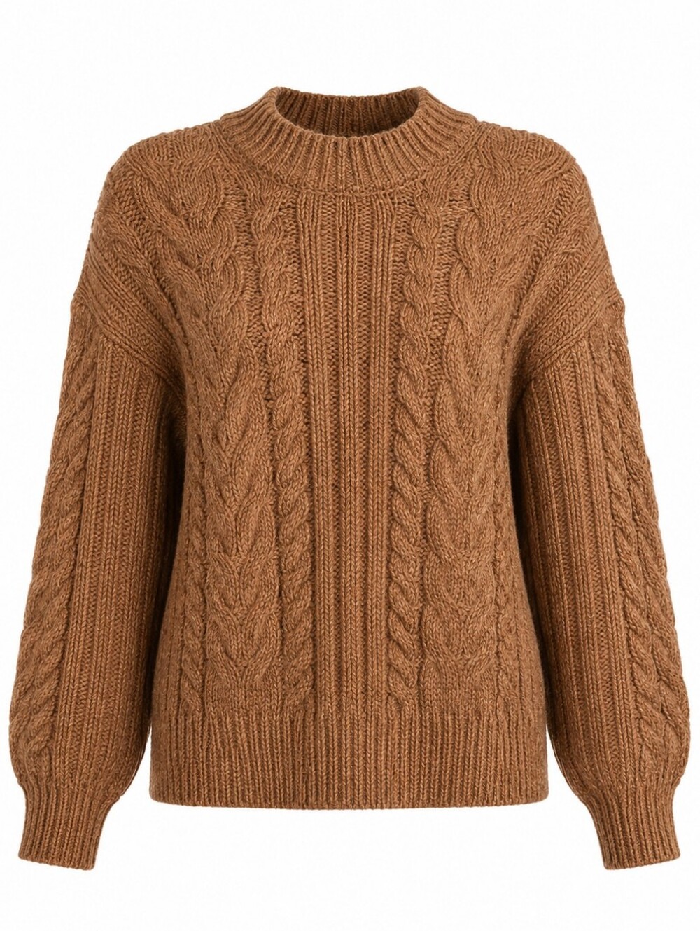 A New Day Cable Knit Sweater M Heather Brown Wool Blend NWT Fisherman Après-Ski